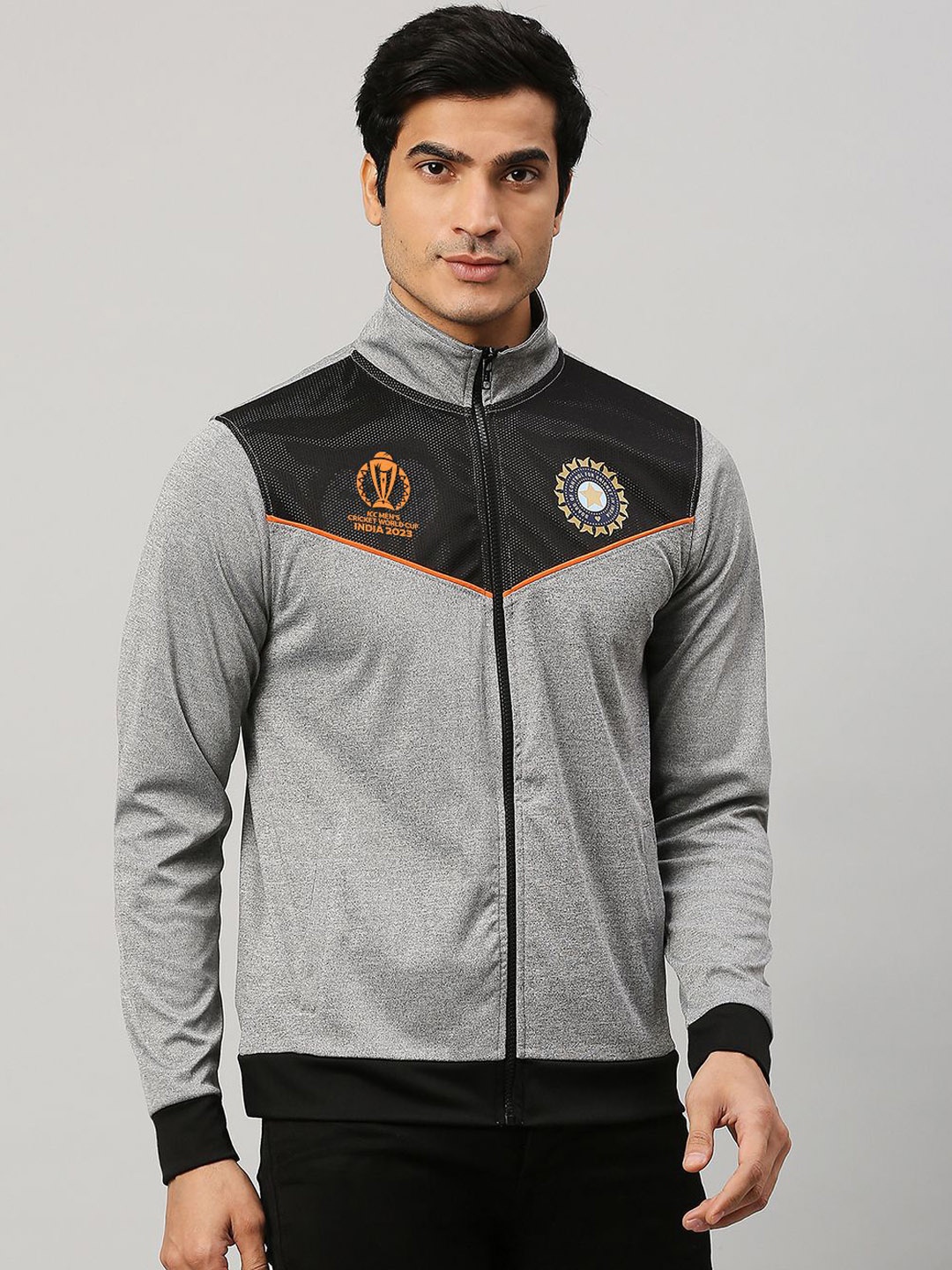 

FanCode Colourblocked Sporty Jacket, Grey