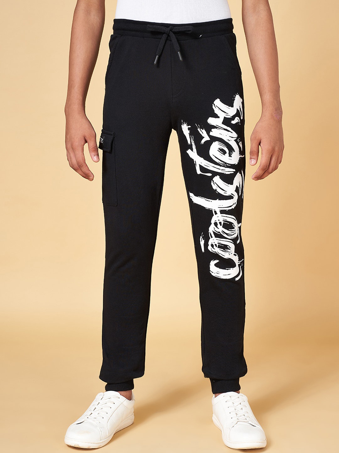 

Coolsters by Pantaloons Boys Printed Cotton Joggers, Black