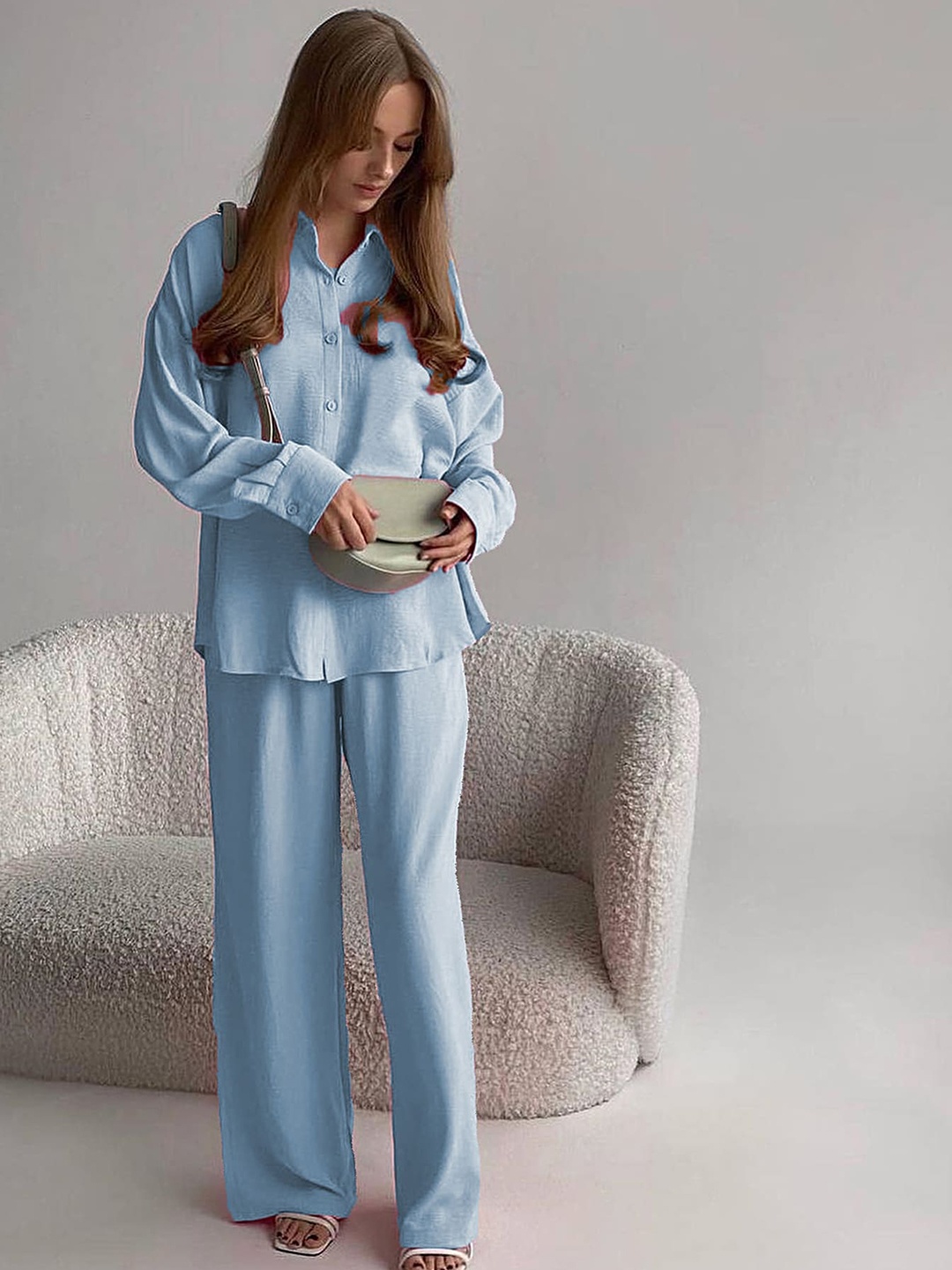 

LULU & SKY Long Sleeve Shirt With Trousers, Blue