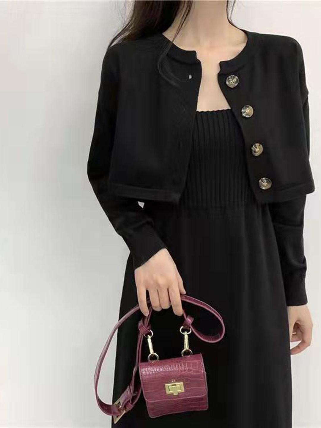 

LULU & SKY Strapless Sleeveless Tube A-Line Dress & Knitted Cardigan, Black
