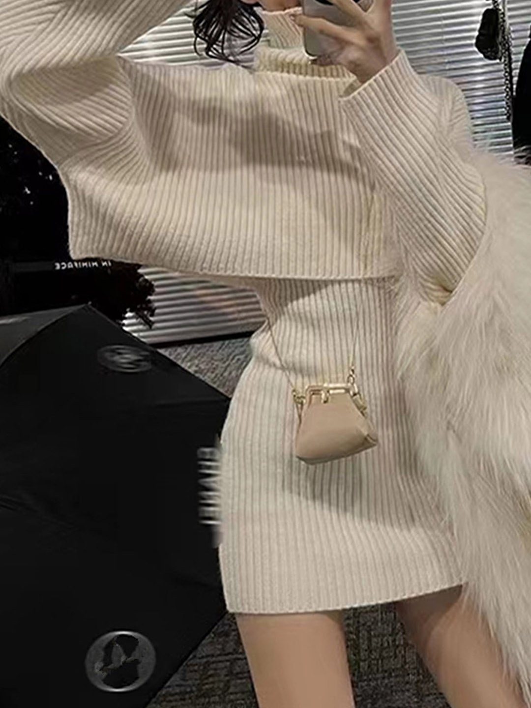

LULU & SKY White Bodycon Dress With Sweater