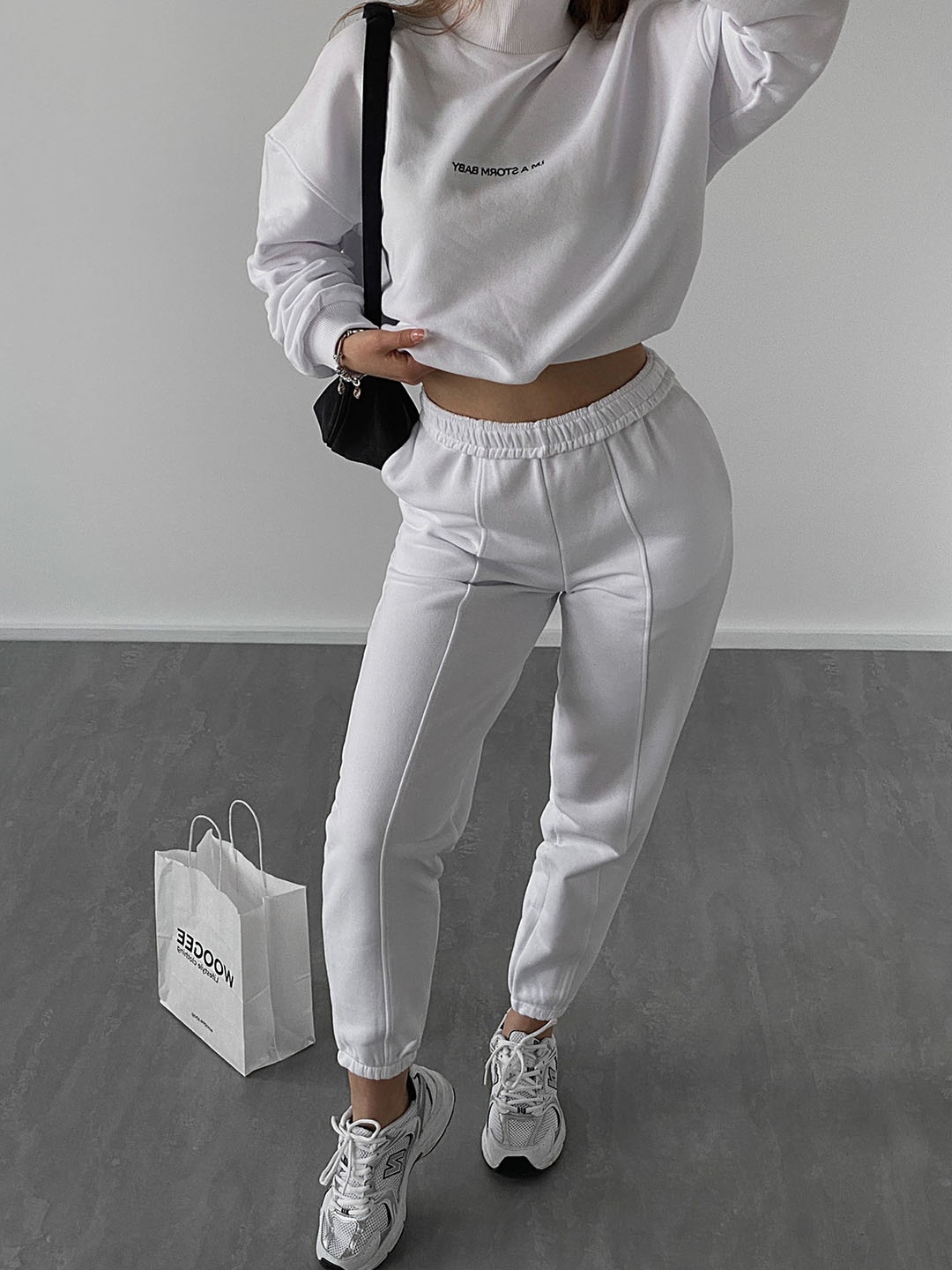 

LULU & SKY High Neck Sweatshirt & Joggers, White