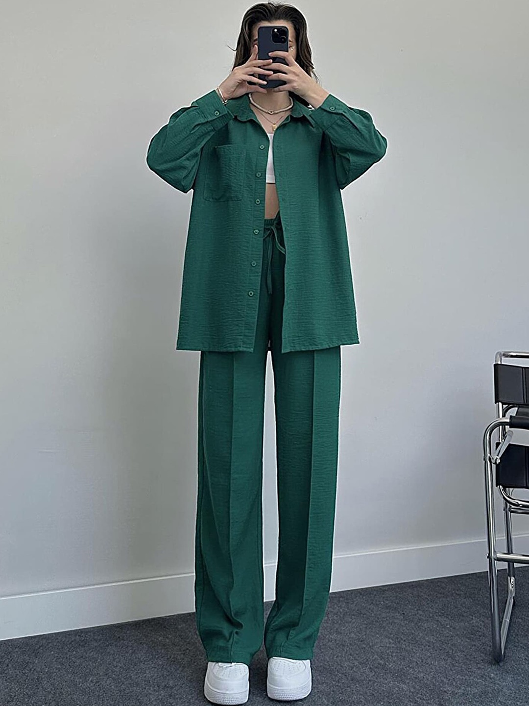 

LULU & SKY Shirt Collar Shirt With Trouser, Green