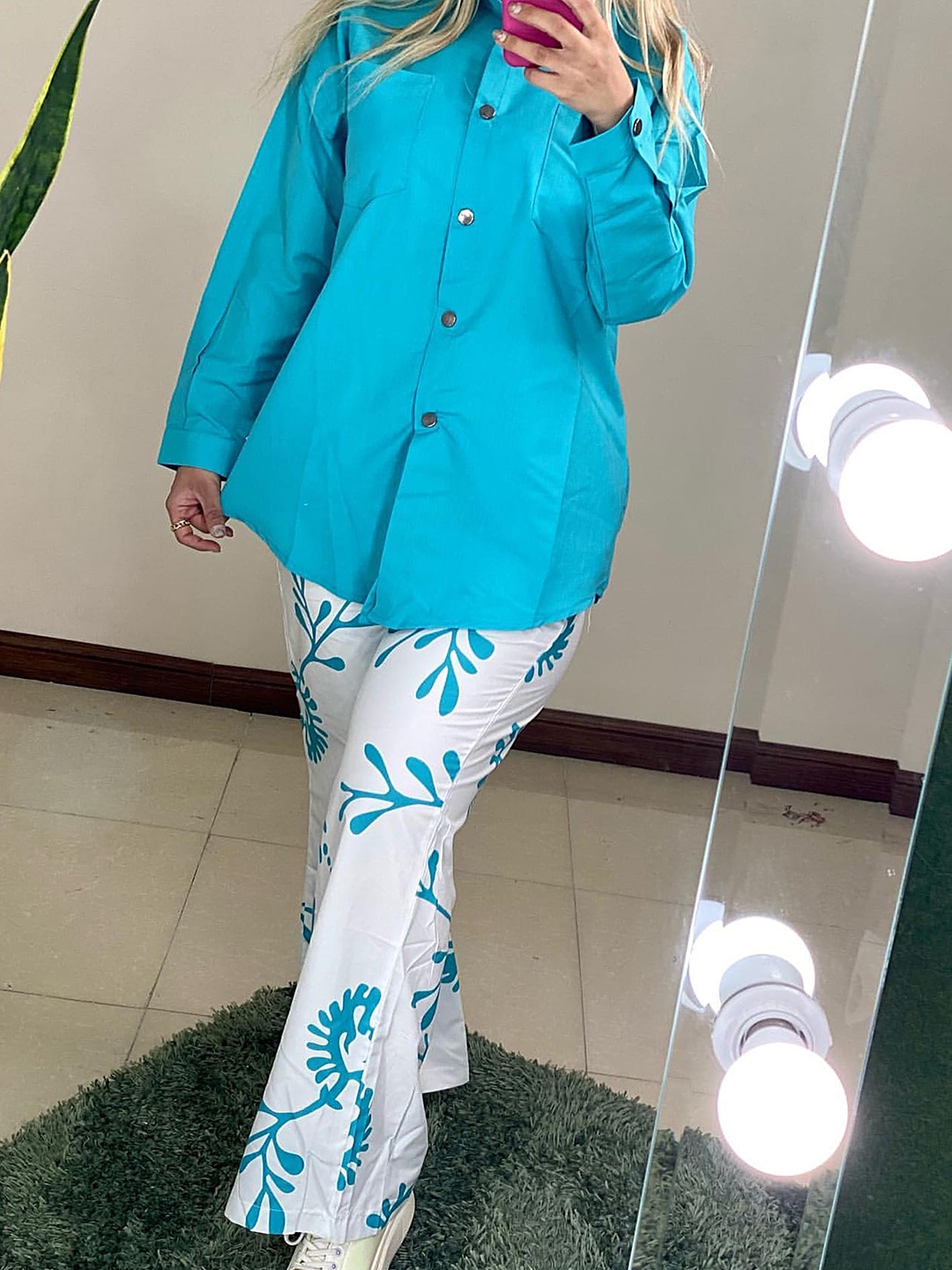 

LULU & SKY Printed Shirt Collar Shirt With Trousers, Blue