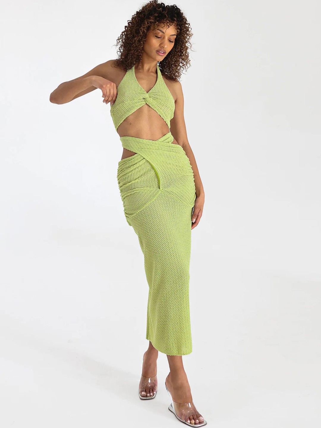 

LULU & SKY Halter Neck Top With Skirt, Green
