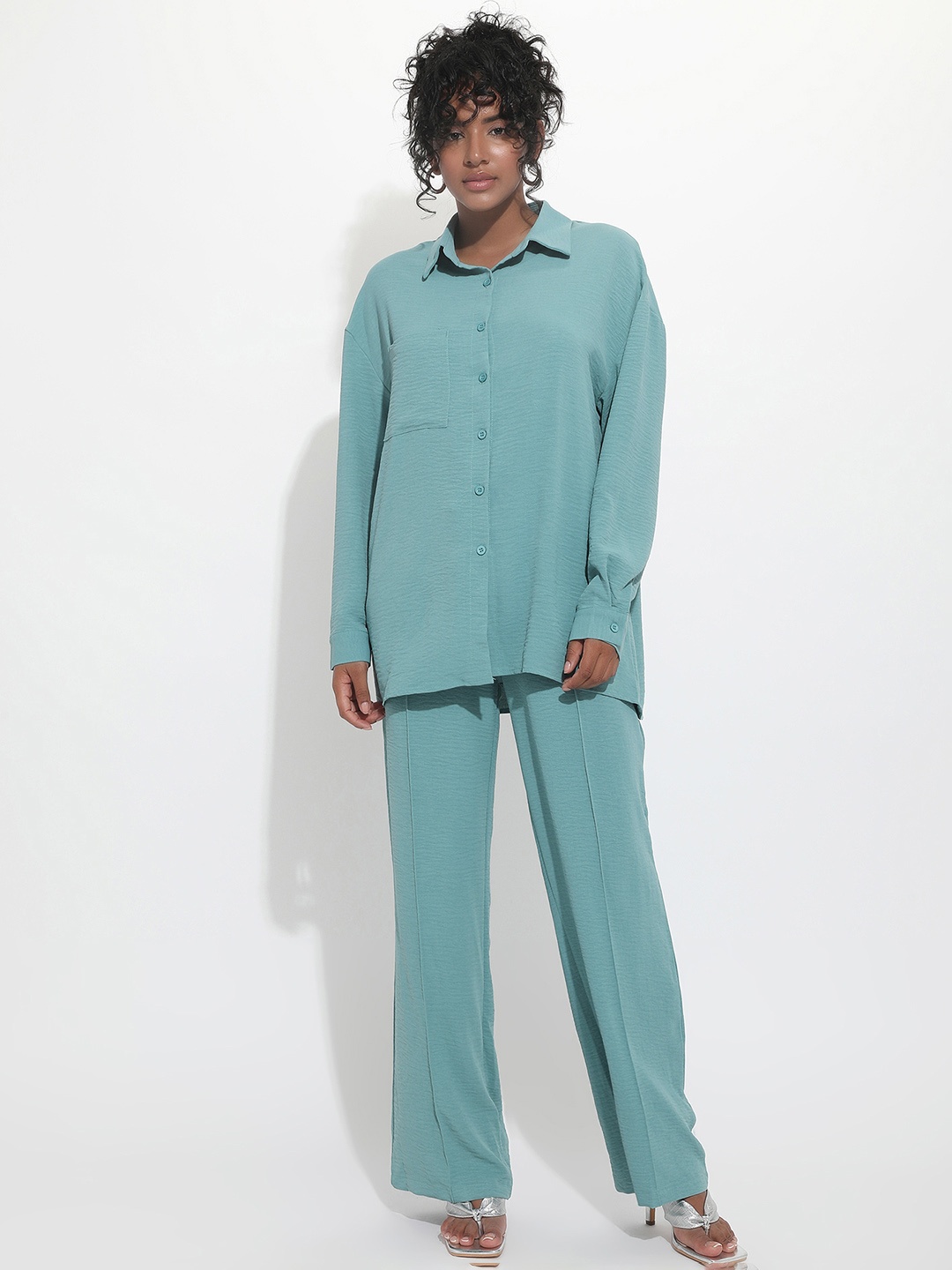 

LULU & SKY Shirt Collar Shirt & Trousers, Blue