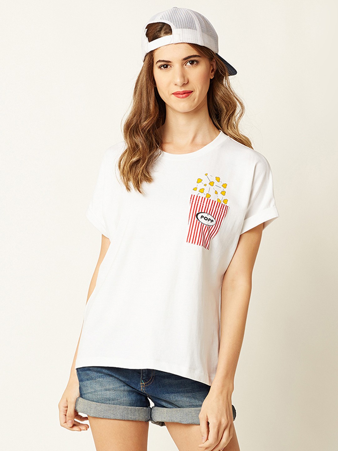 

Miss Chase Women White Printed Round Neck T-shirt