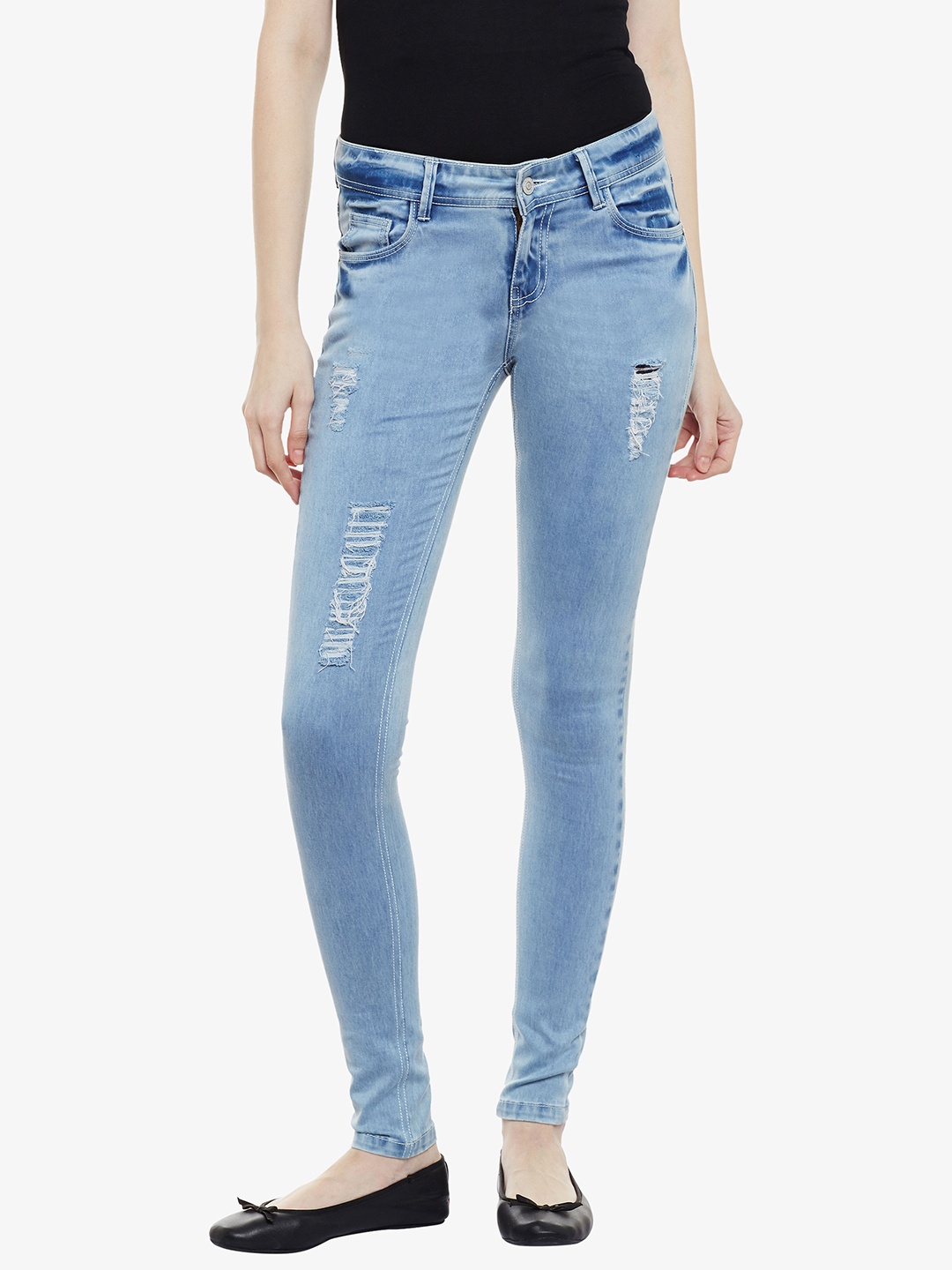 

Miss Chase Women Blue Skinny Fit Mid-Rise Mildly Distressed Jeans