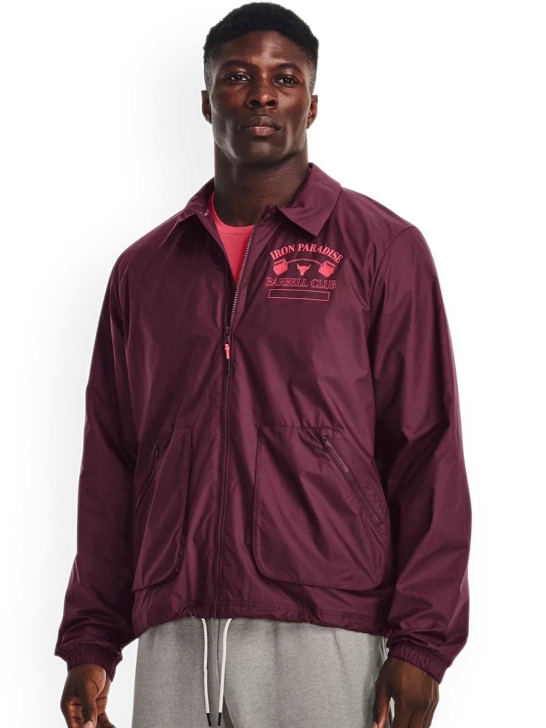 

UNDER ARMOUR UA Project Rock Men Gym Zipper Jacket, Maroon