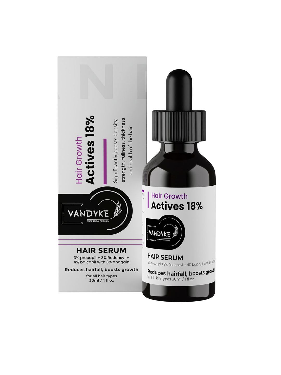 

VANDYKE Actives 18% Hair Serum With Procapil & Caspilia Longa - 30ml, White