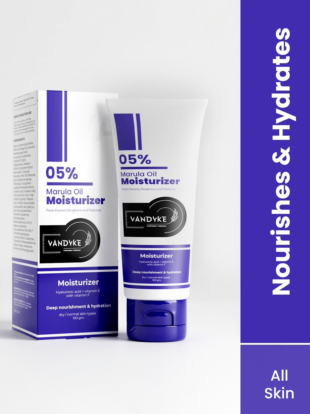 

VANDYKE 5% Marula Oil Face Moisturizer Nourishes & Hydrates - 100g, White