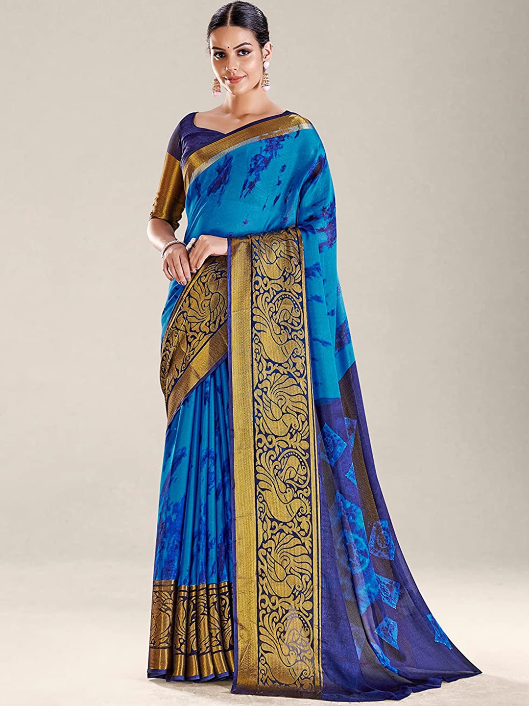 

Mitera Blue Tie & Dye Dyed Pure Chiffon Saree