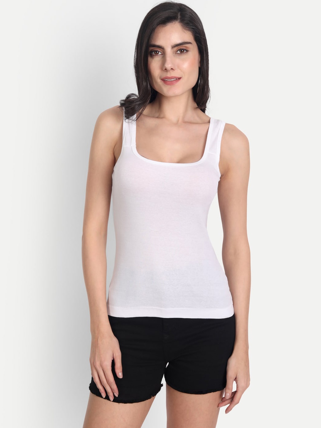 

Aimly Square Neck Sleeveless Cotton Camisoles, White