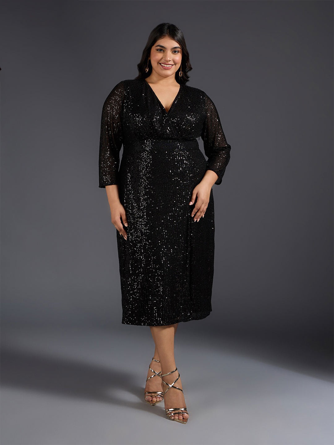 

20Dresses Black Plus Size Embellished A-Line Midi Dress