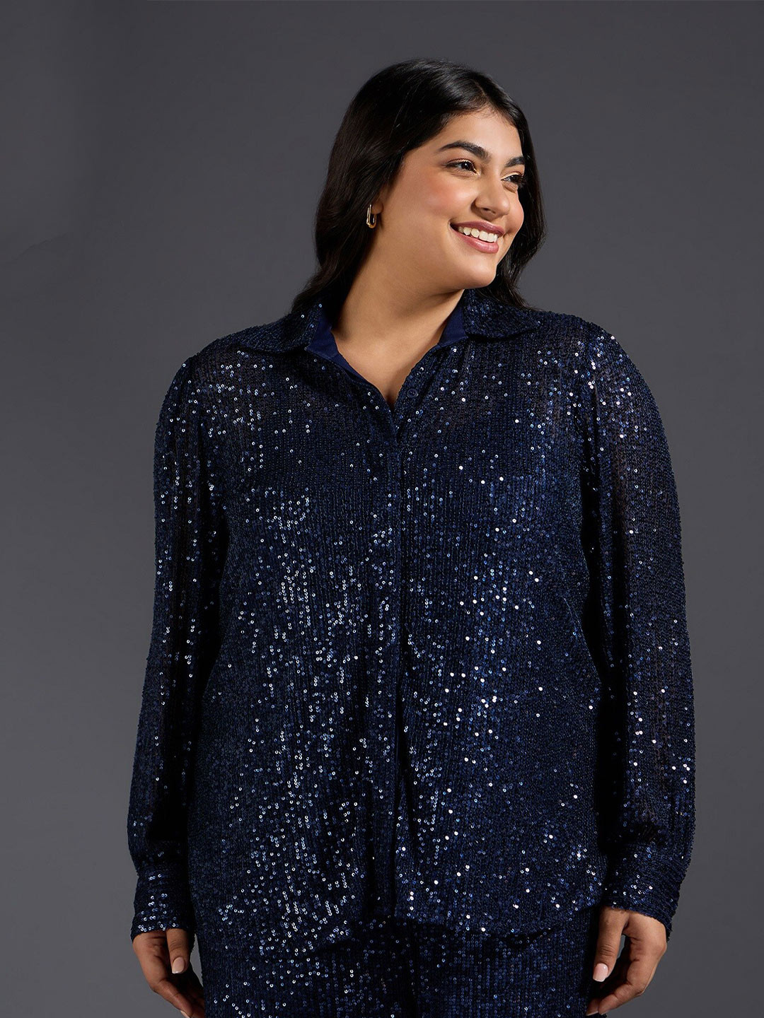 

20Dresses Sequinned Embellished Classic Party Shirt, Navy blue