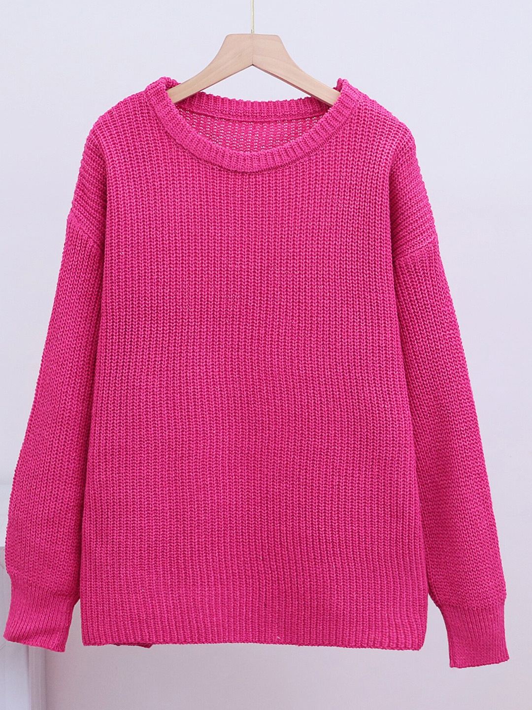 

LULU & SKY Women Dropped Shoulder Loose Sweatshirt, Pink