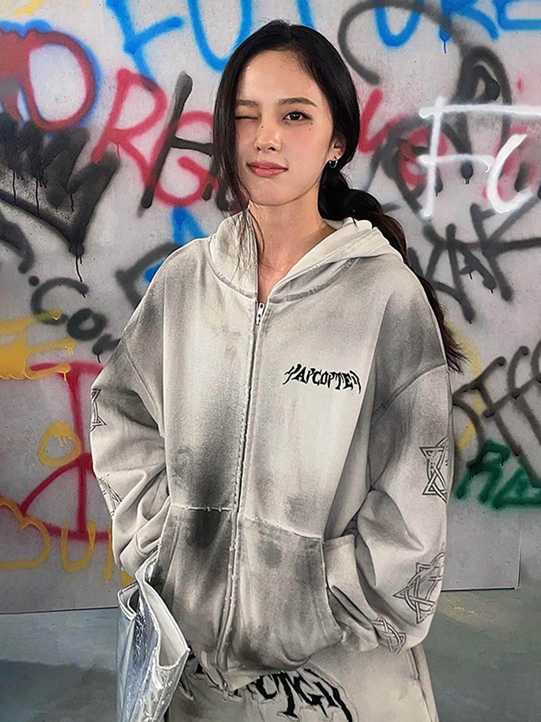 

LULU & SKY Women Grey Hooded Sweatshirt