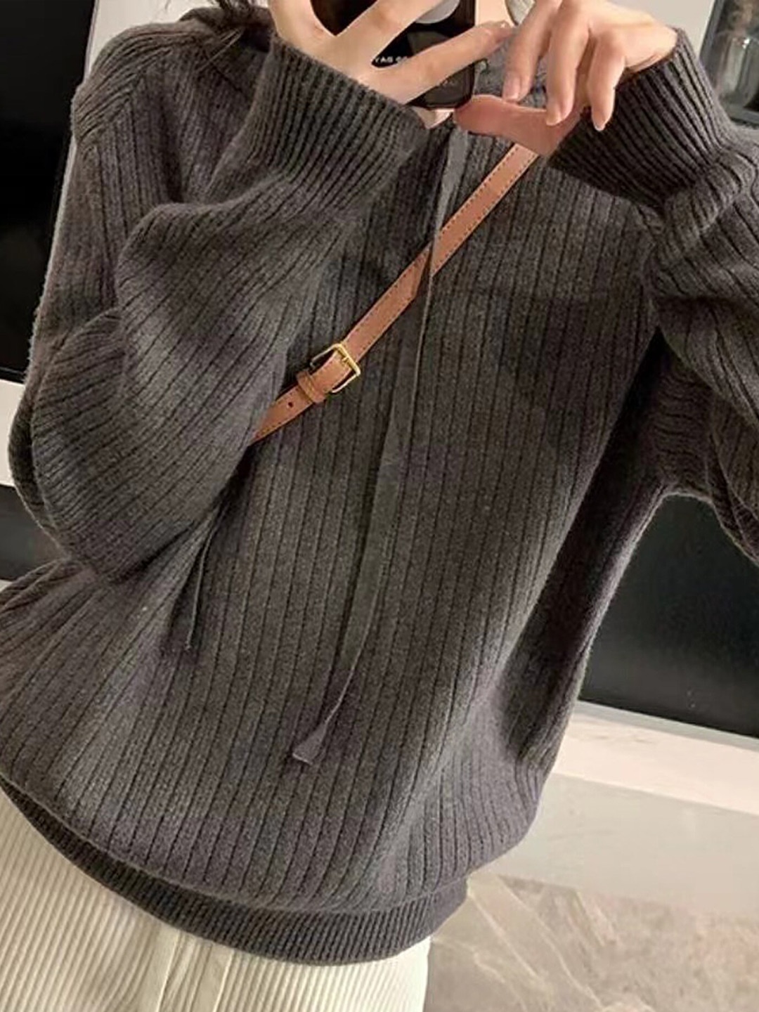 

LULU & SKY Self Designed Hooded Loose Fit Pullover, Grey