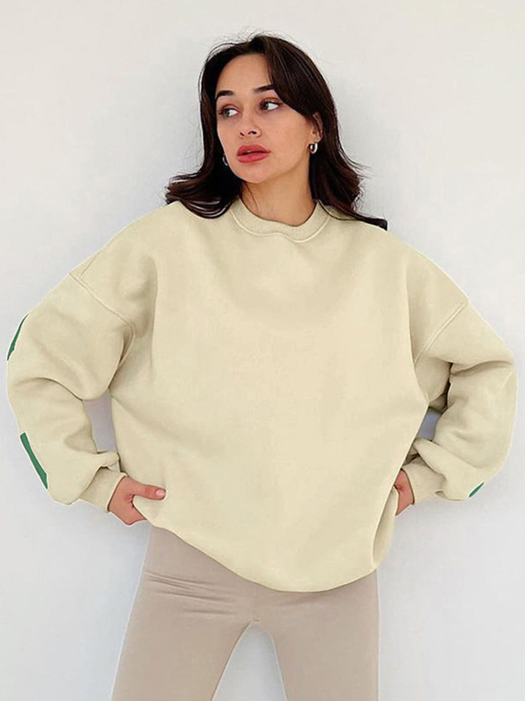 

LULU & SKY Typography Printed Round Neck Sweatshirt, Cream