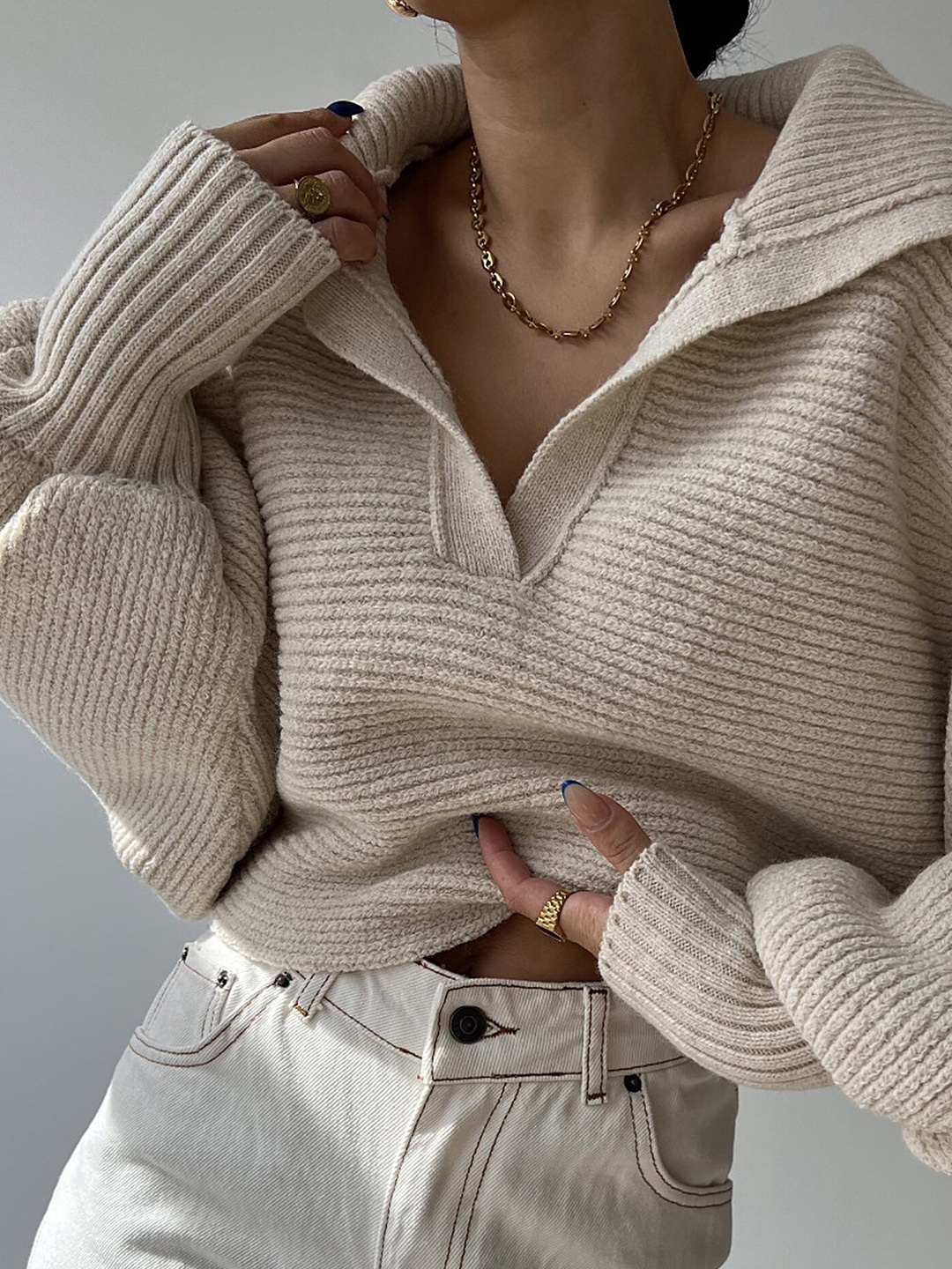 

LULU & SKY Ribbed Pullover Sweater, Grey