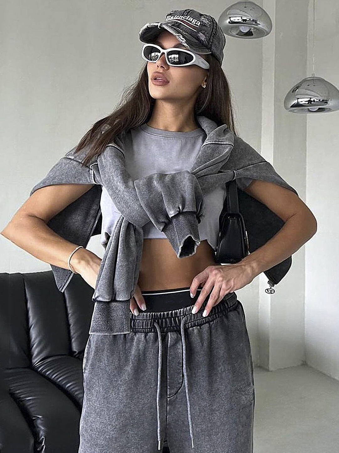 

LULU & SKY Hooded Front Open Sweatshirt, Grey
