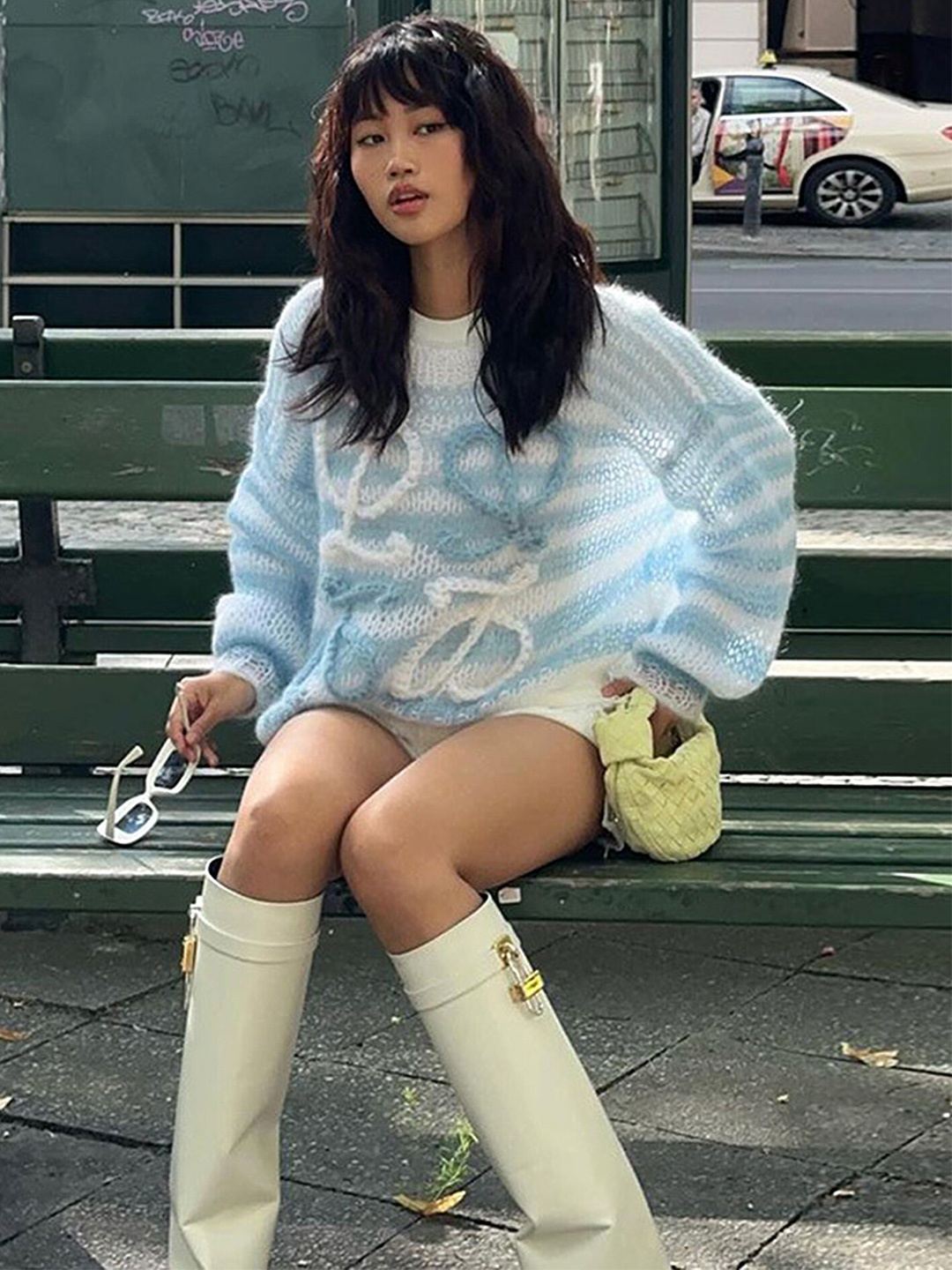 

LULU & SKY Striped Oversized Pullover Sweater, Blue