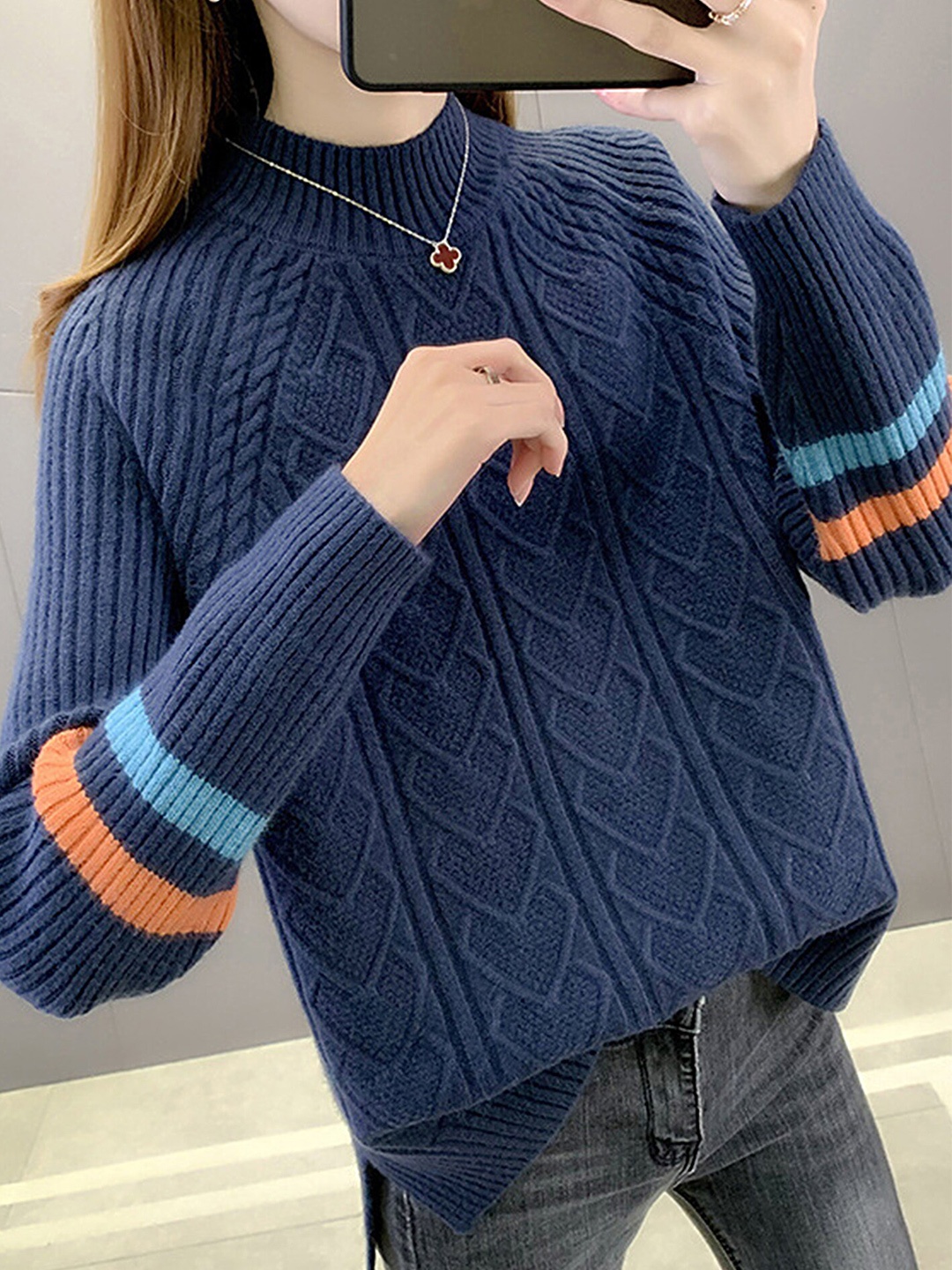

LULU & SKY Cable Knit Pullover, Blue