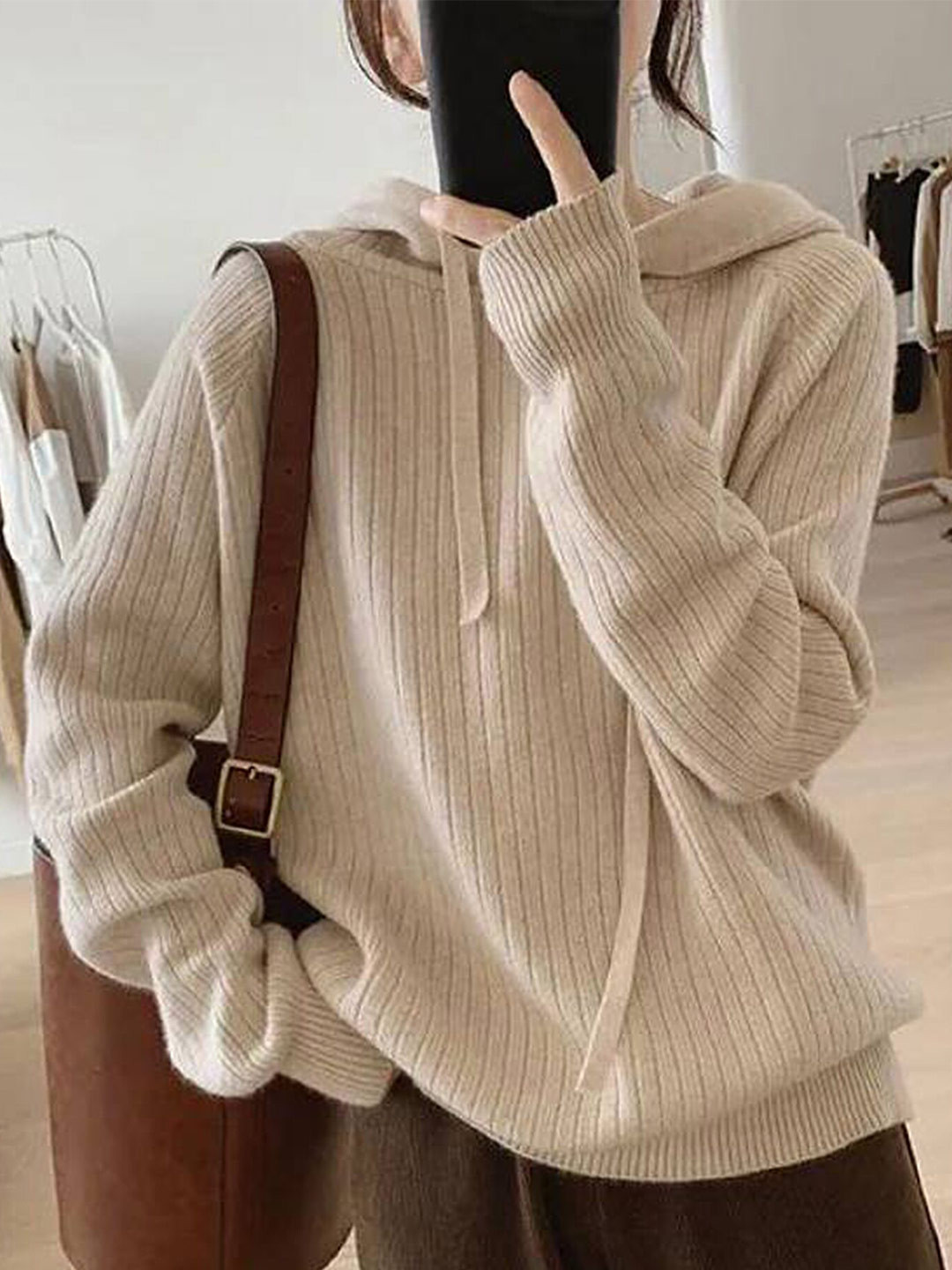

LULU & SKY Hooded Long Sleeves Sweatshirt, Beige