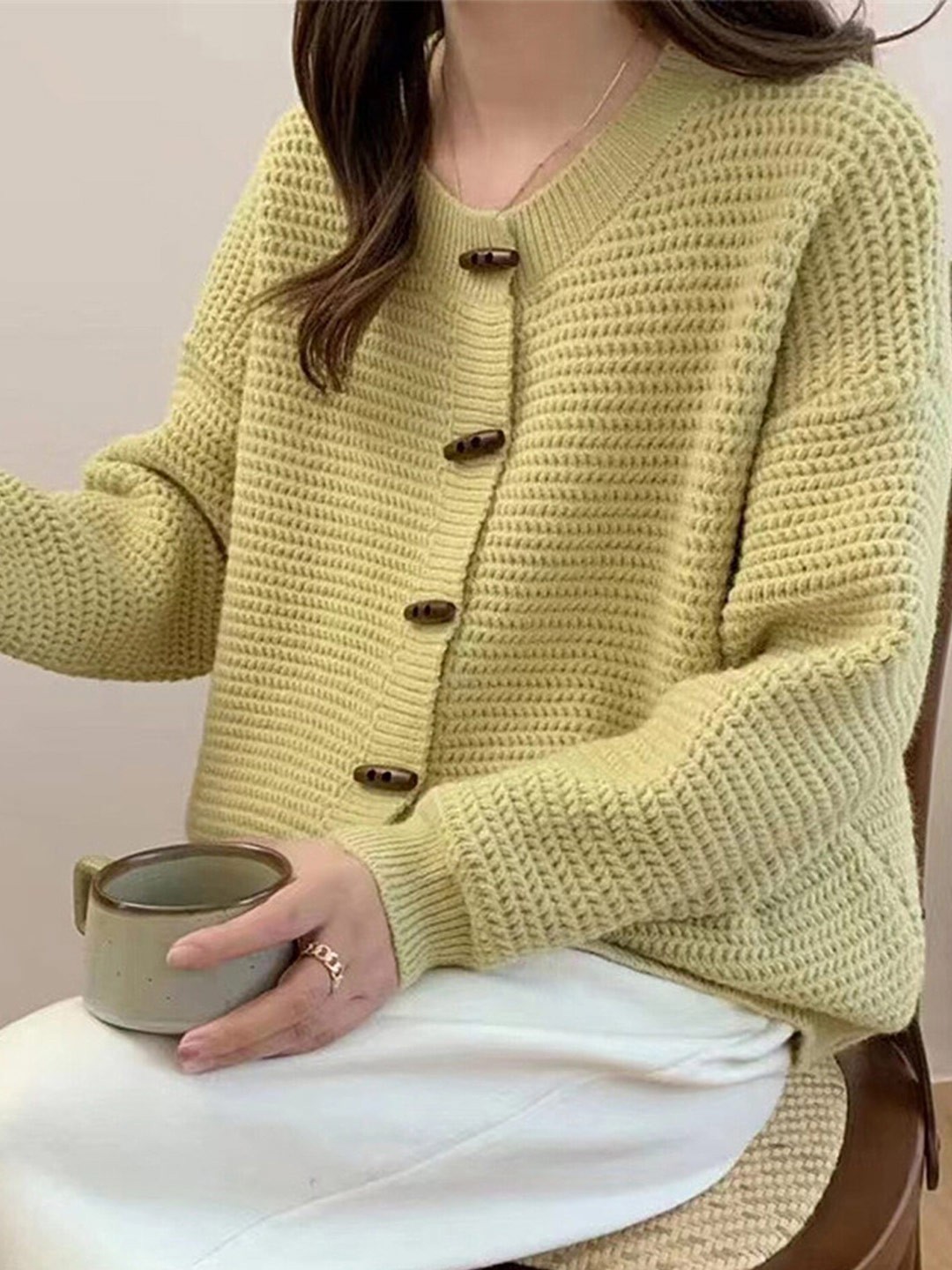

LULU & SKY Open Knit Cardigan Sweaters, Yellow
