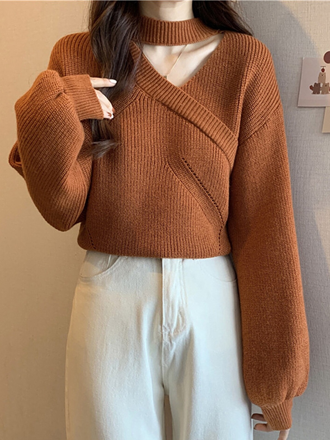 

LULU & SKY Ribbed Pullover Sweater, Brown