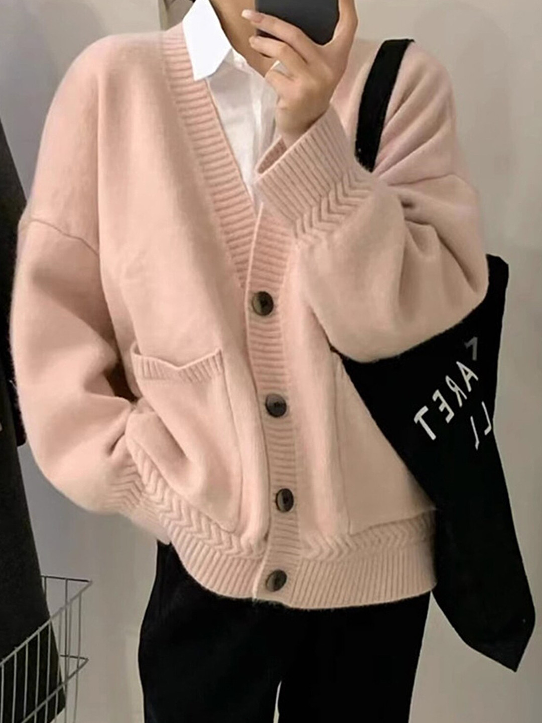

LULU & SKY Loose Knit Cardigan Sweater, Peach