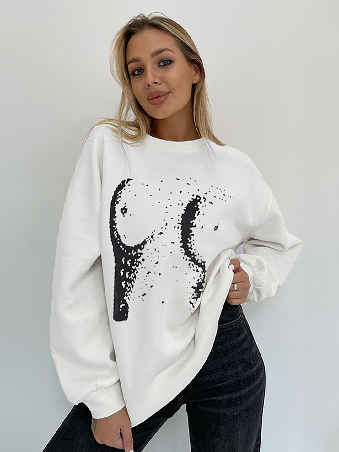 

LULU & SKY Printed Relaxed Fit Sweatshirt, White