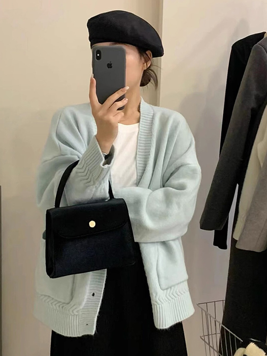 

LULU & SKY V-Neck Drop Shoulder Sleeves Cardigan, Blue