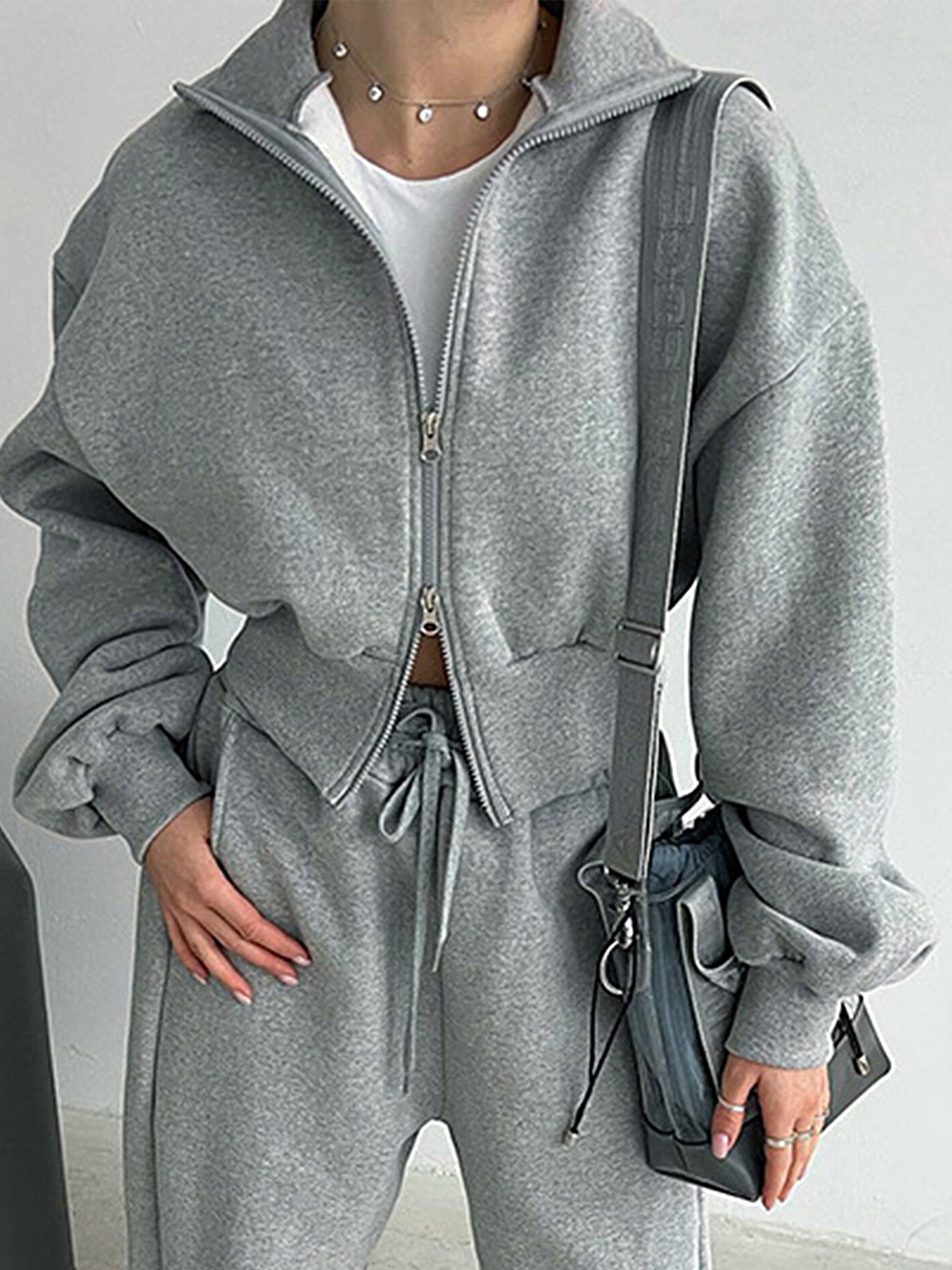 

LULU & SKY Women Grey Hooded Sweatshirt