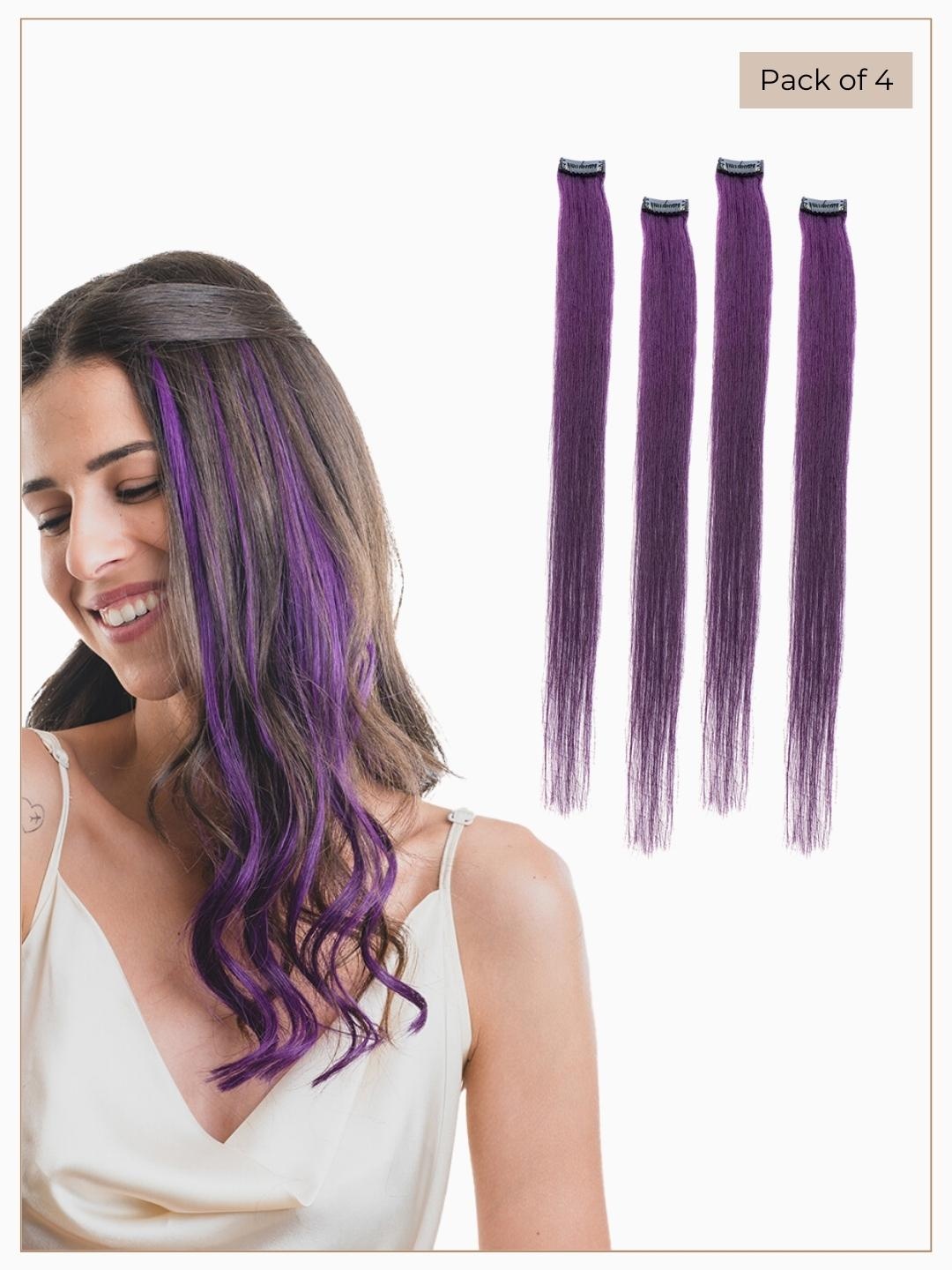 

HAIR ORIGINALS Set of 4 Clip-On Hair Color Streaks - Purple Martini
