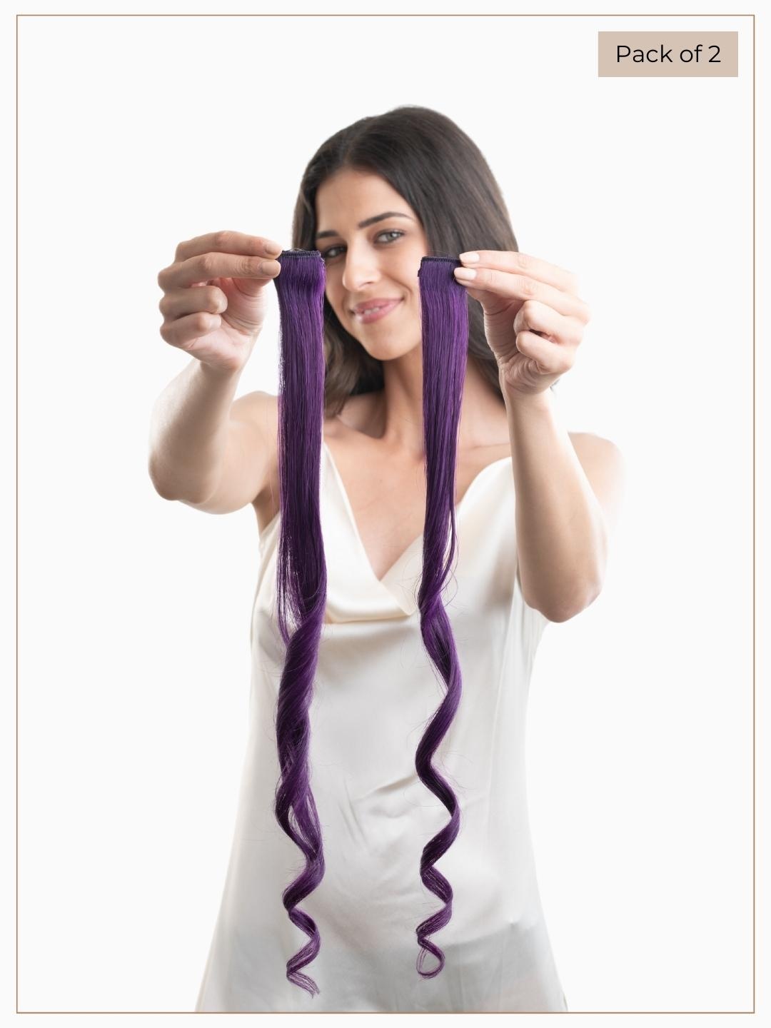 

HAIR ORIGINALS Set Of 2 Clip-On Hair Streaks - Purple Martini