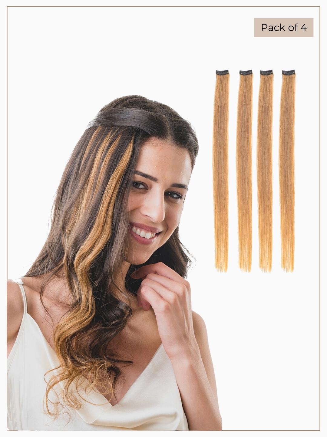 

HAIR ORIGINALS Set Of 4 Clip-On Hair Streaks - Golden Blonde, Brown