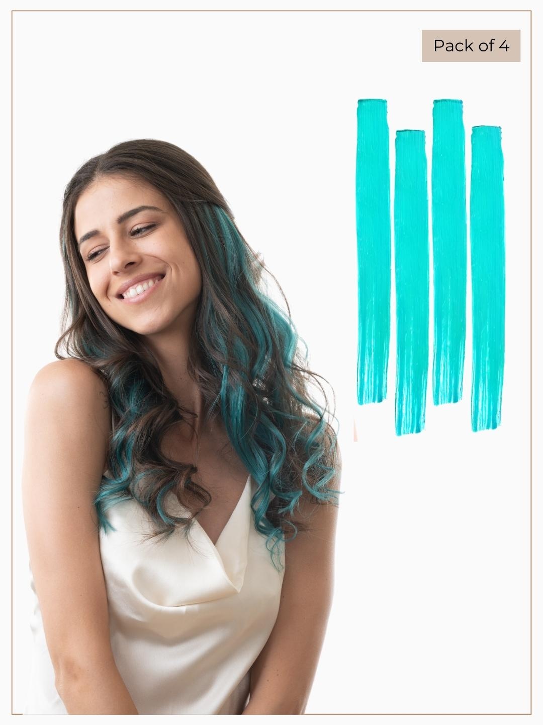 

HAIR ORIGINALS Set Of 4 Clip-On Hair Streaks - Tropical Teal