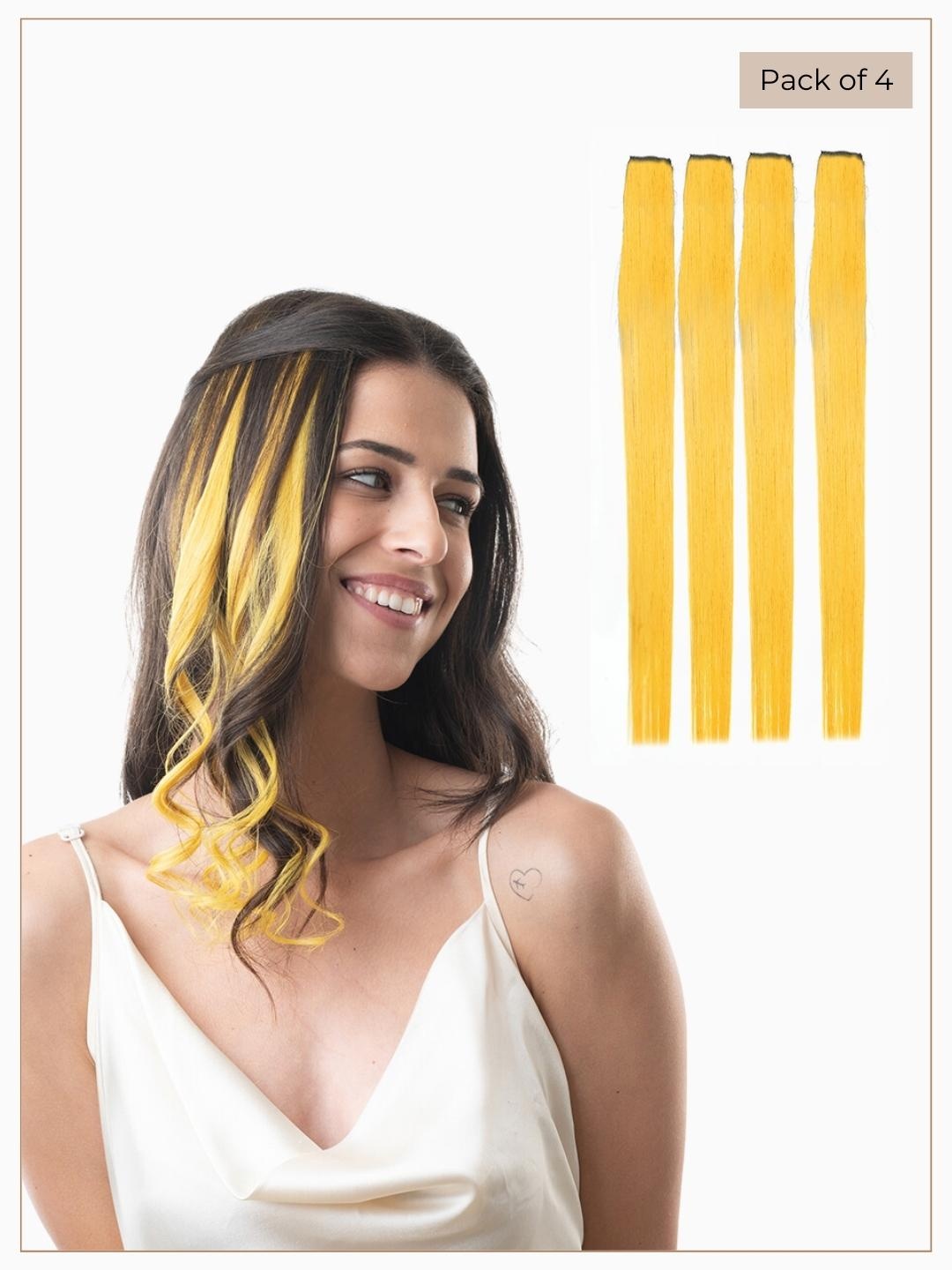 

HAIR ORIGINALS Set Of 4 Clip-In Hair Streaks Extensions - Sunburst Yellow