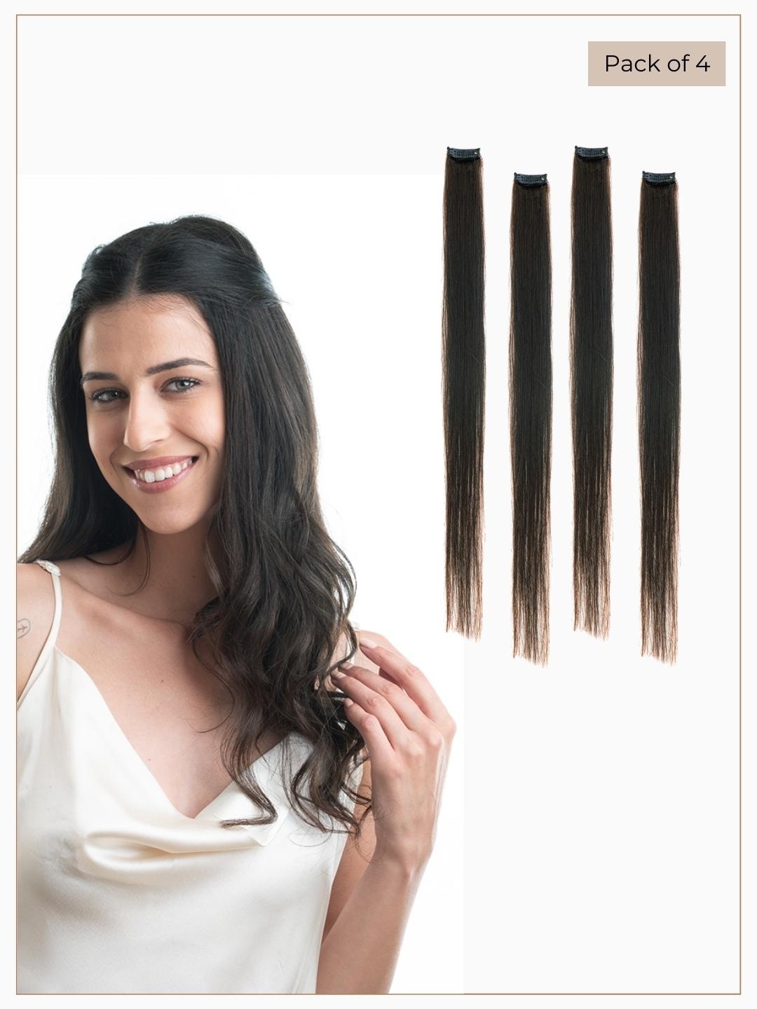 

HAIR ORIGINALS Set of 4 Clip In Hair Streaks - Natural Black