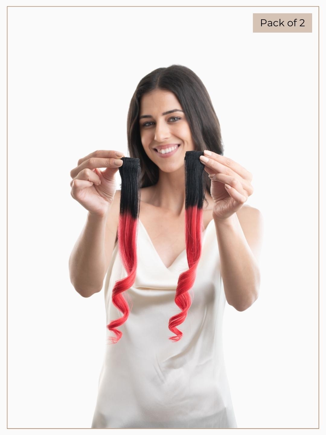 

HAIR ORIGINALS Set Of 2 Clip In Hair Color Streaks - Neon Pink