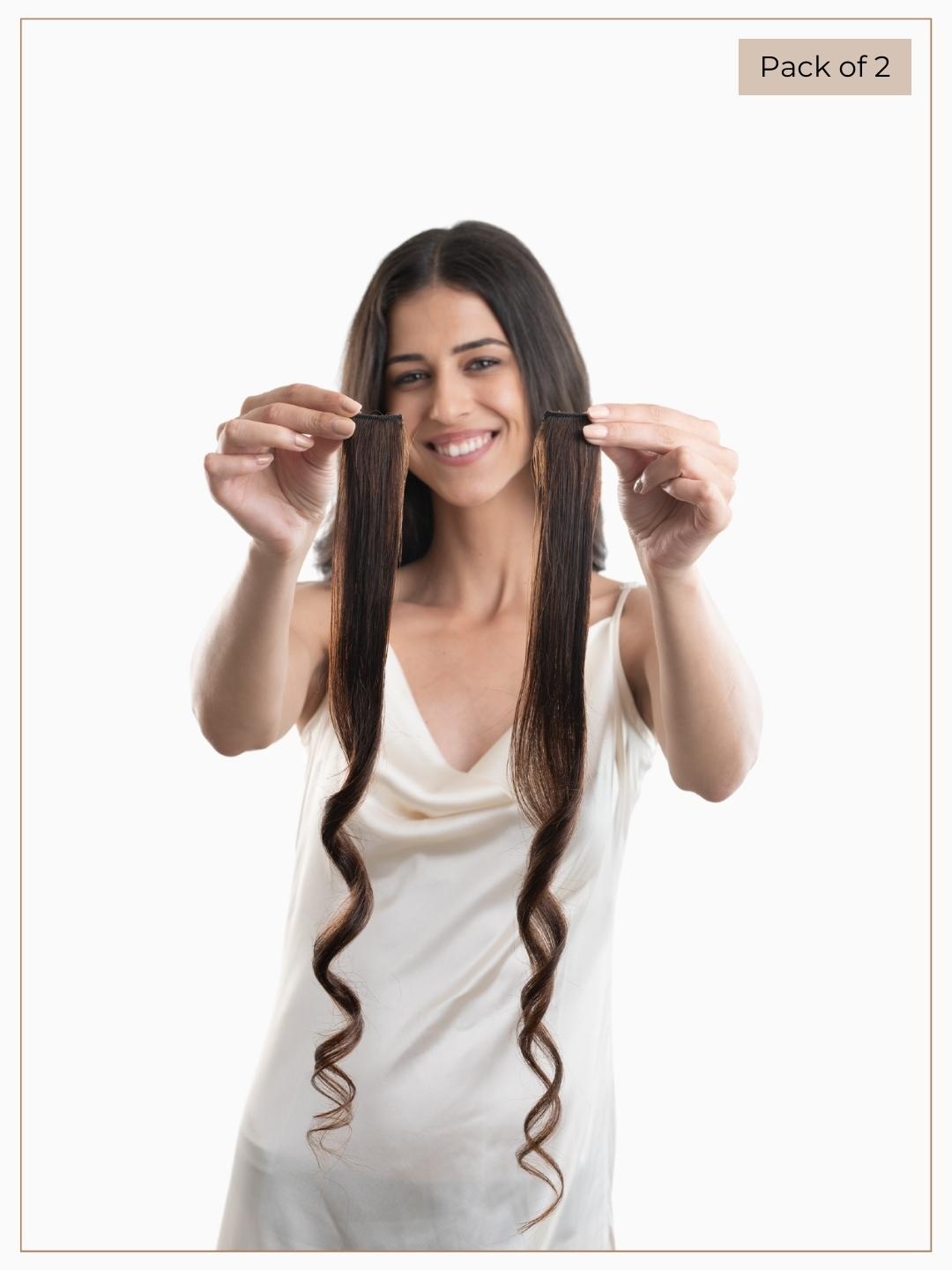 

HAIR ORIGINALS Set Of 2 Clip In Hair Color Streaks - Mysterious Mocha, Brown