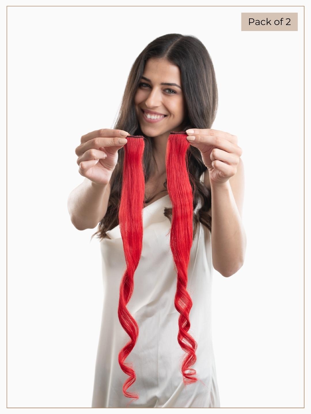 

HAIR ORIGINALS Set Of 2 Clip-In Hair Color Streaks - Rosy Red