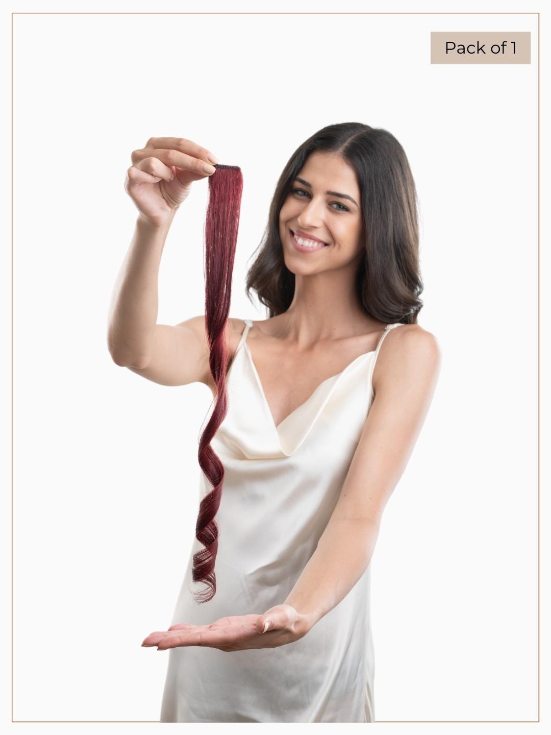 

HAIR ORIGINALS Clip-In Hair Color Streaks - Punchy Plum, Red
