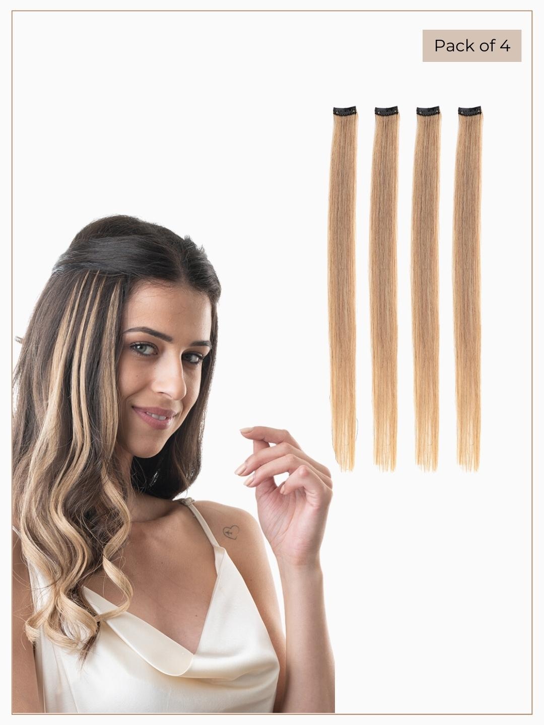 

HAIR ORIGINALS Set Of 4 Clip-In Hair Color Streaks - Naughty Brown