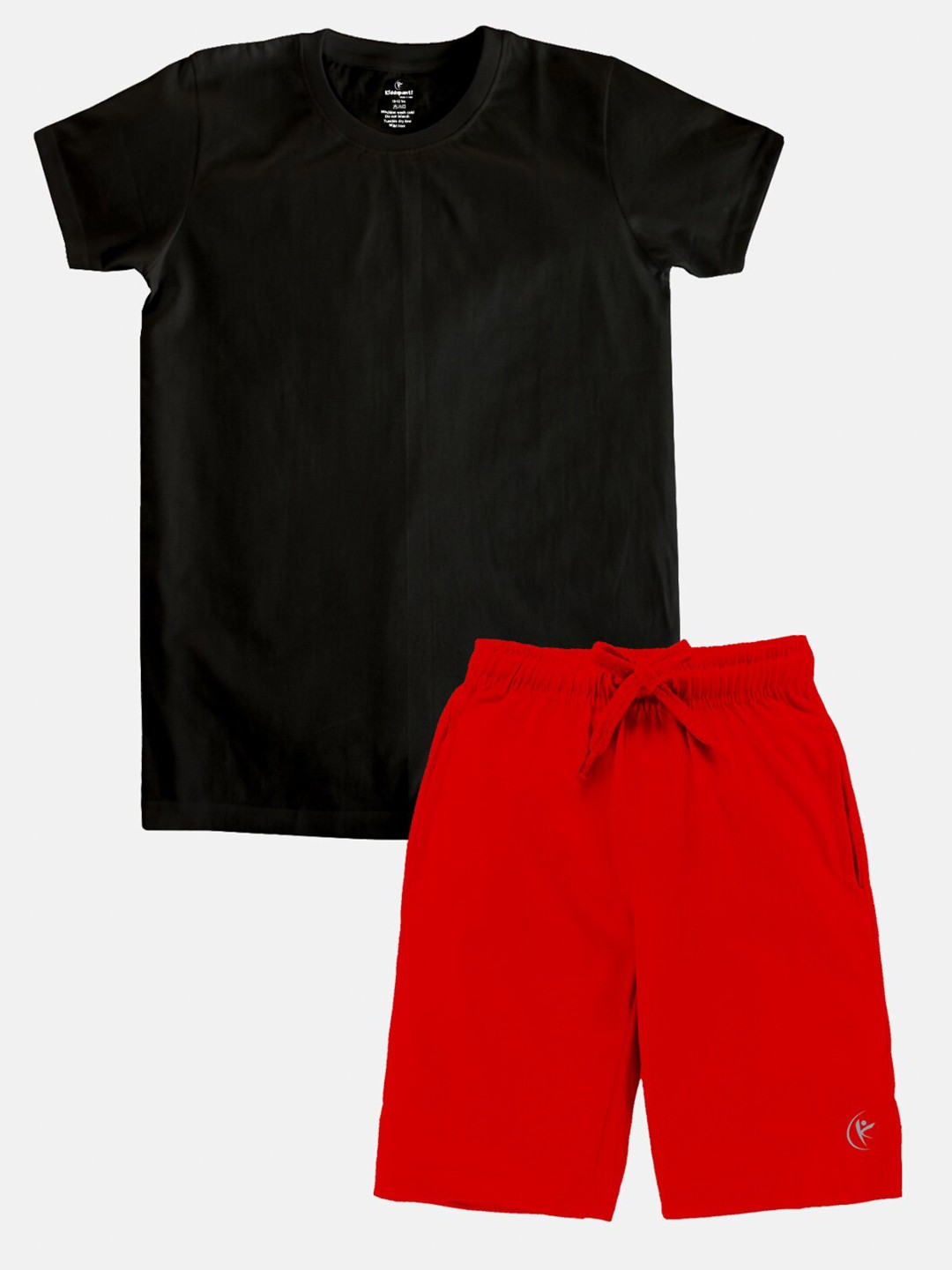 

KiddoPanti Boys Round Neck Short Sleeves Pure Cotton T-shirt With Shorts, Black