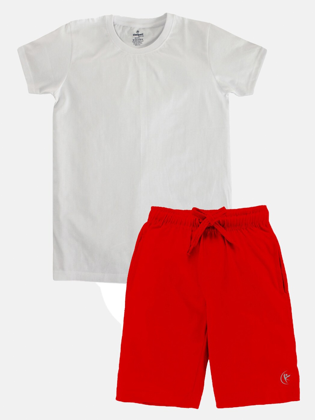 

KiddoPanti Boys Round Neck Pure Cotton T-shirt With Shorts, White