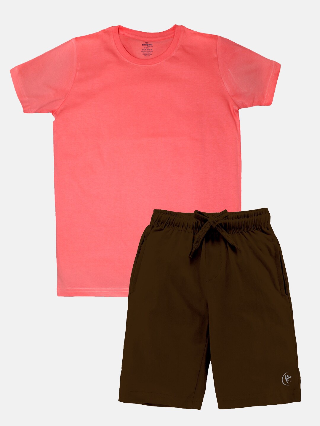 

KiddoPanti Boys Round Neck Pure Cotton T-shirt With Shorts, Coral
