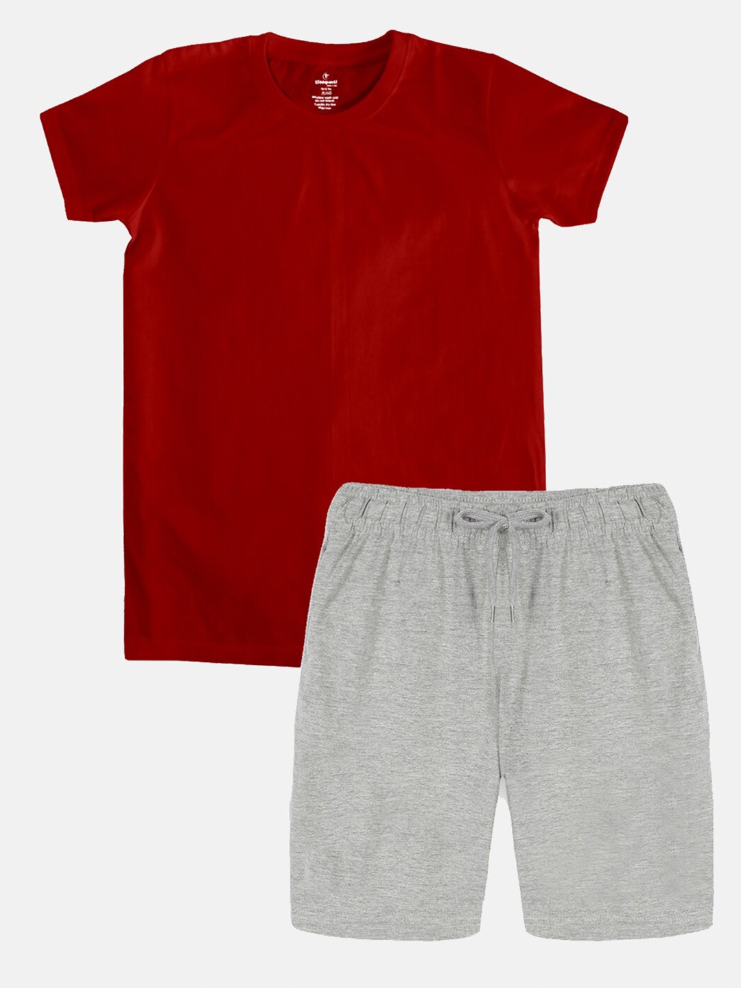 

KiddoPanti Boys Round Neck Pure Cotton T-shirt With Shorts, Red