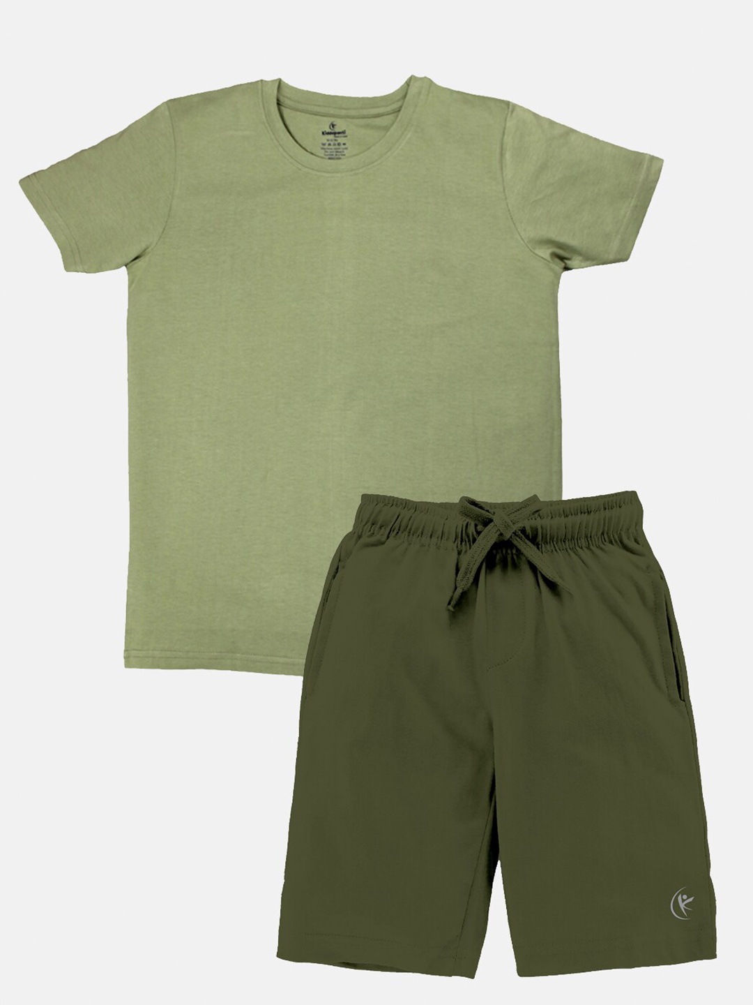 

KiddoPanti Boys Round Neck Short Sleeves Pure Cotton T-shirt With Shorts, Green